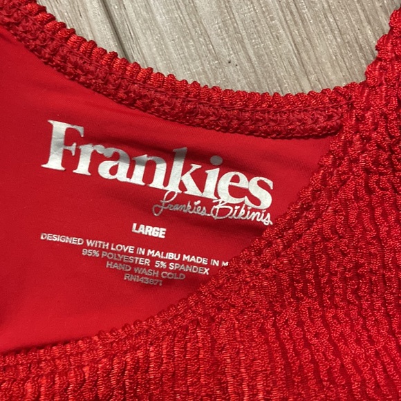 Frankies Bikinis | Red Shine Connor Ribbed Scoop Bikini Top - Picture 3 of 4
